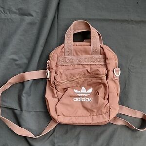 Adidas Mini Backpack in Brown with White Logo